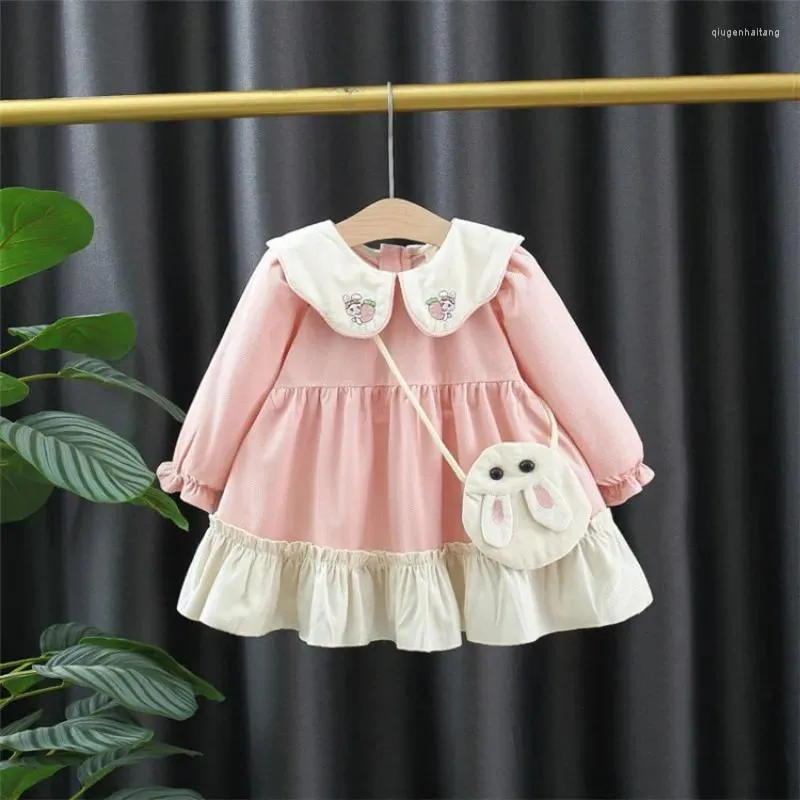 Mädchenkleider 2024 niedliches Babykleid 0-4 Jahre Prinzessin geborene Kinder Langarm Geburtstagsfeier Einszene Korea Frühling Herbst Kleidung