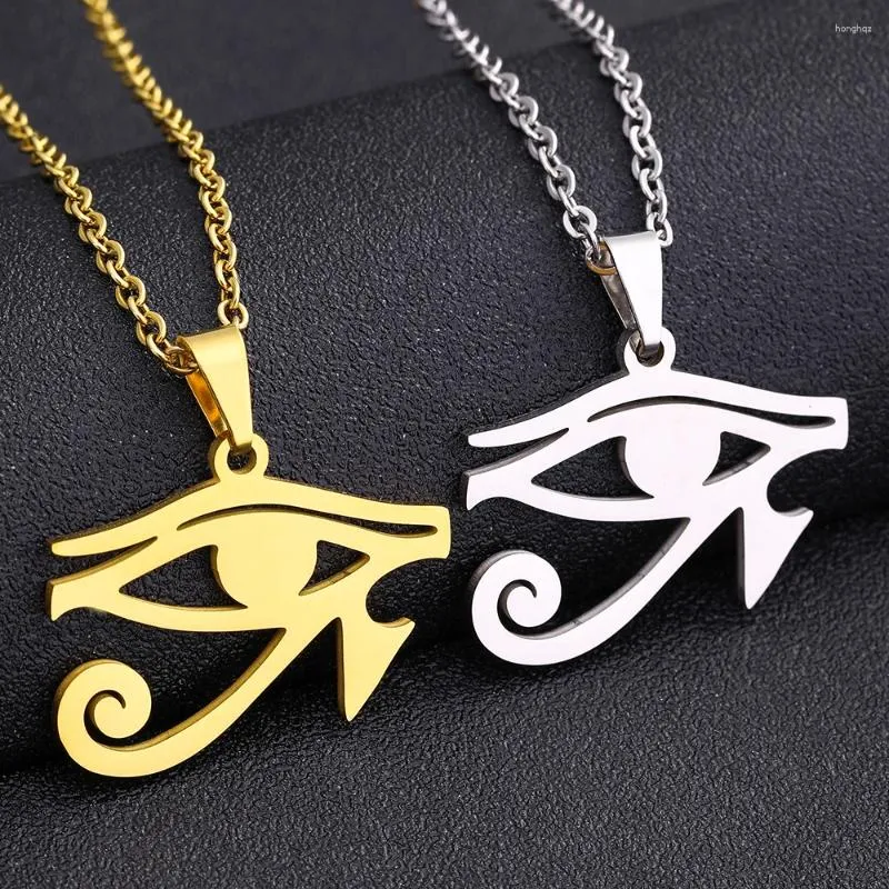 Anhänger Halsketten Altes Ägypten Symbol Auge der Horus Halskette Wikinger Edelstahl für Frauen Männer Amulettschmuck Geschenk