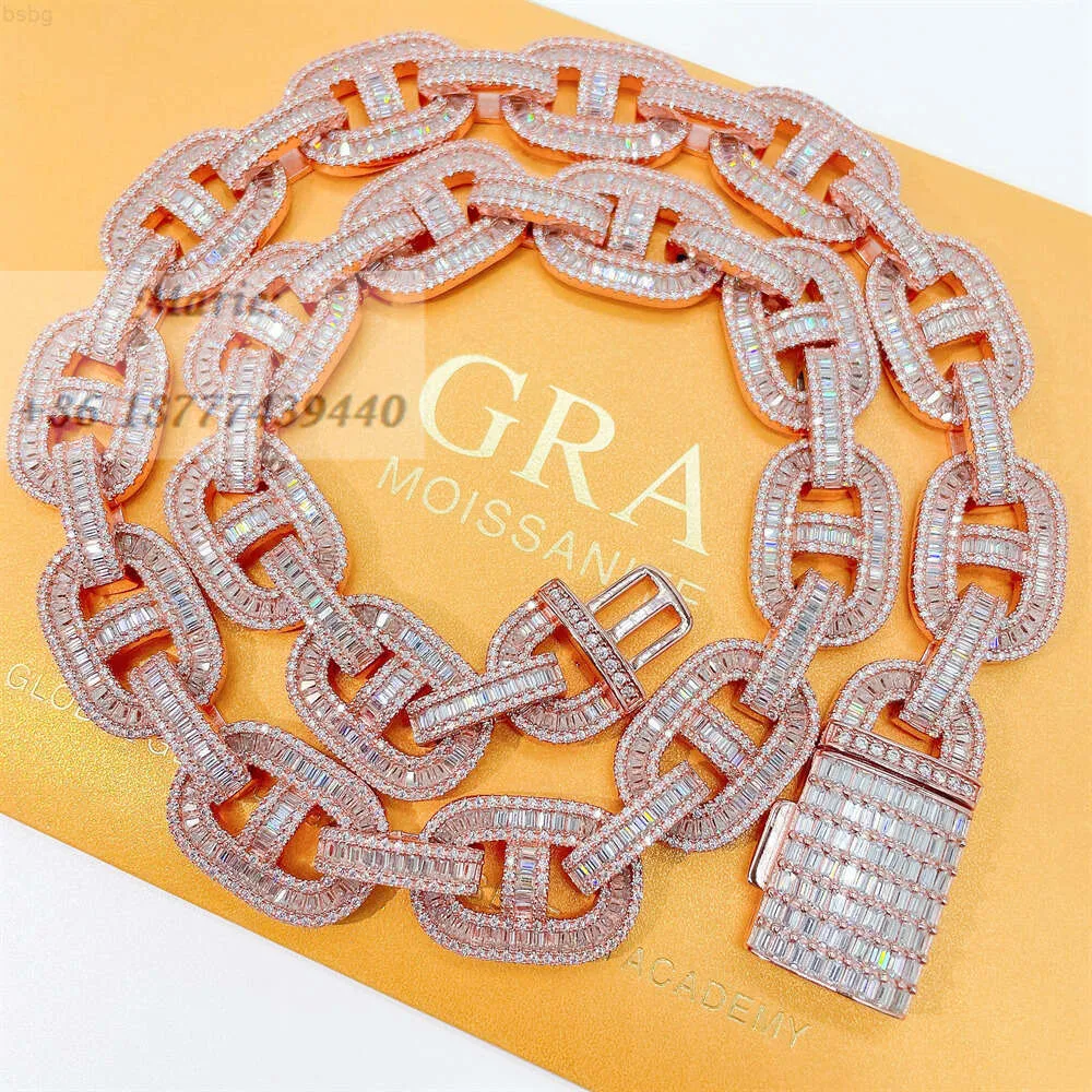 BUSSDOWN S925 ICed Out Cuban Link VVS Moissanite Hip Hop Jewelry Pass The Diamond Test Chain Silver