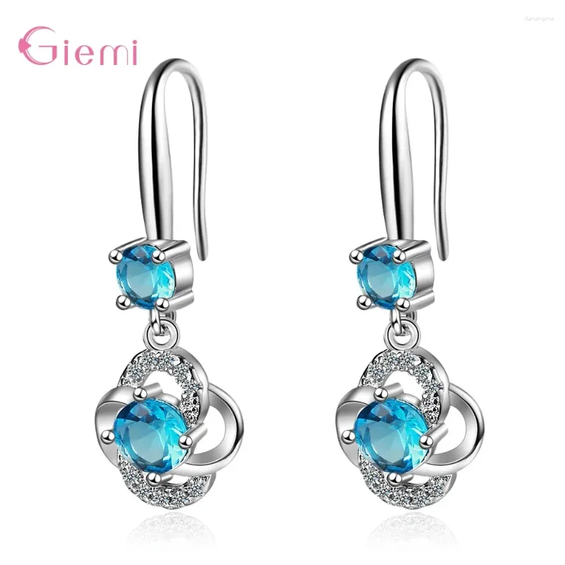 Dangle Ohrringe Luxus Frauen 925 Sterling Silber Französisch Haken Ohrwire Österreichische Kristall Herz Blume Ohr Brincoos durchbohrte Hochzeit Schmuck