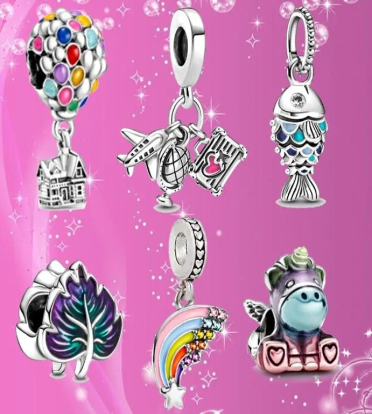 Fits Bracelets 20pcs Silver Leave Unicorn Hot Air Balloon Enamel Dangle Charm Bead Fit Charms Bracelet Beads For 925 Sterling Silver Jewelry Making8852062