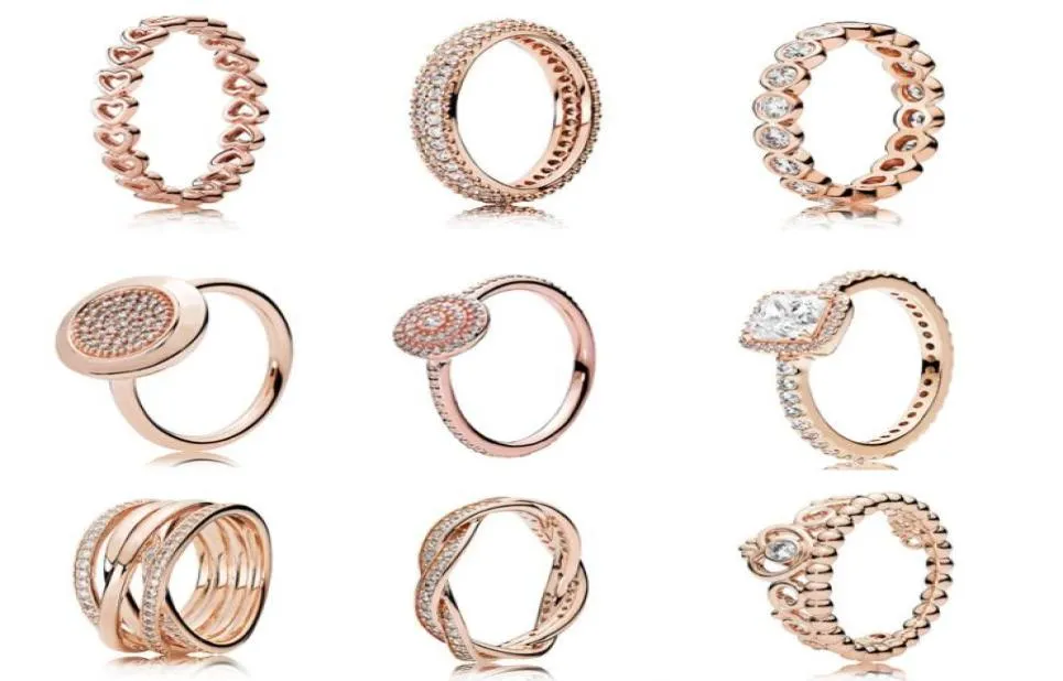 13 estilos sólidos 925 prata em ouro rosa atemporal elegância amor eterno anéis trançados para mulheres presente de casamento jóias da Europa3856450