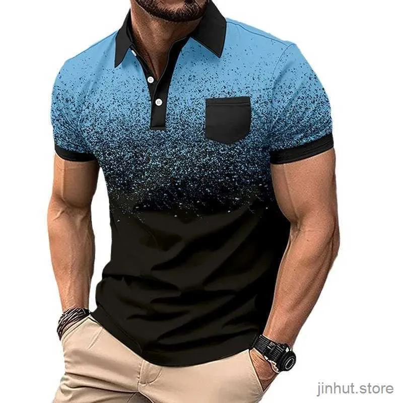 T-shirts masculins neufs bouton-hommes Butter Pocket Imprimé chemise de mode décontractée T-shirt Polo cool respirant