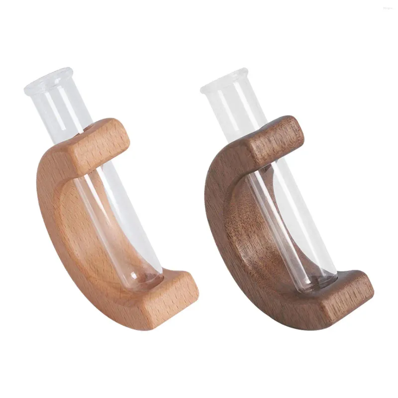 Vases Flower Vase Halder Ornement en bois Accessoires de maison Creative Glass Tube Refrigerator Decor pour une plante intérieure auto