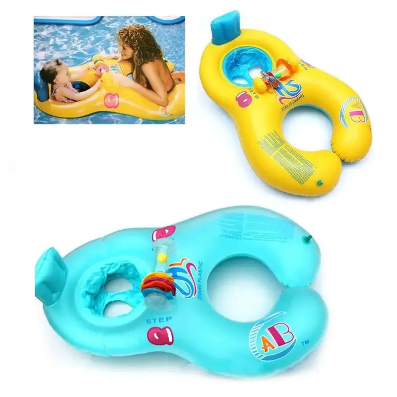 Bärbar baby pool flottör halsring med solskade Moderbarn Simma Circle Uppblåsbar säkerhet Swimming Seat 240416