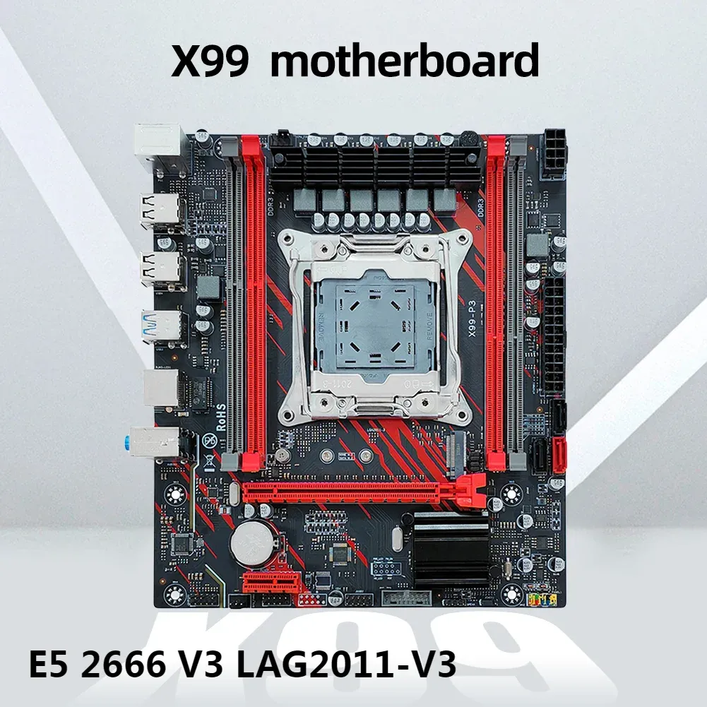 Материнские платы X99 Материнская плата 128 ГБ ОЗУ DDR3 ECC Desktop Materboard E5 2666 V3 LAG2011V3 Материнская плата ПК M.2 PORT NVME/SATA ATX