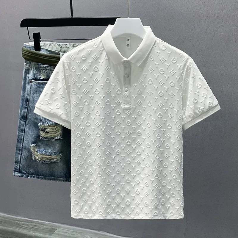 Designer Fashion Top High Quality Business Clothing broderade krage detaljer Kort ärm Polo Shirt Men's Tee M-4XL