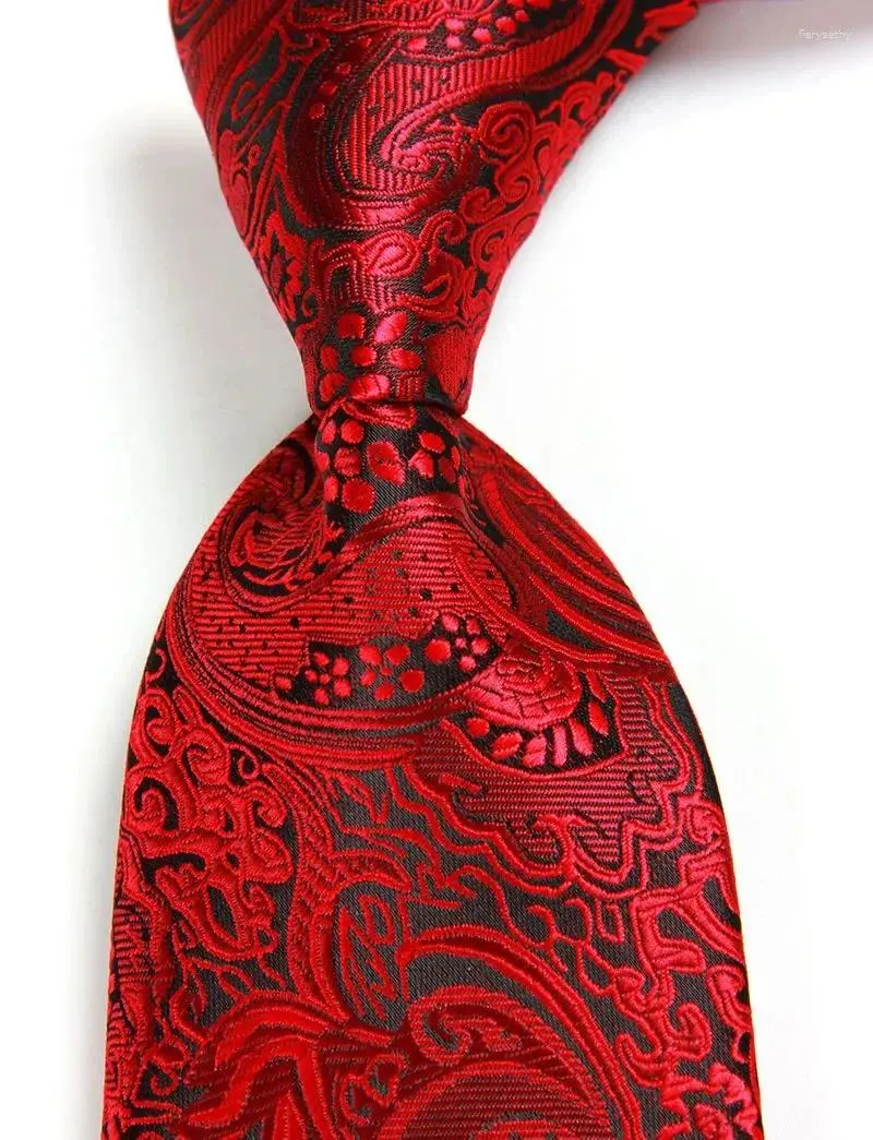 Bow Ties Classic Floral Red Black Tie Jacquard Woven Silk 8cm Men's Neslipie Business Wedding Party Formal Neck