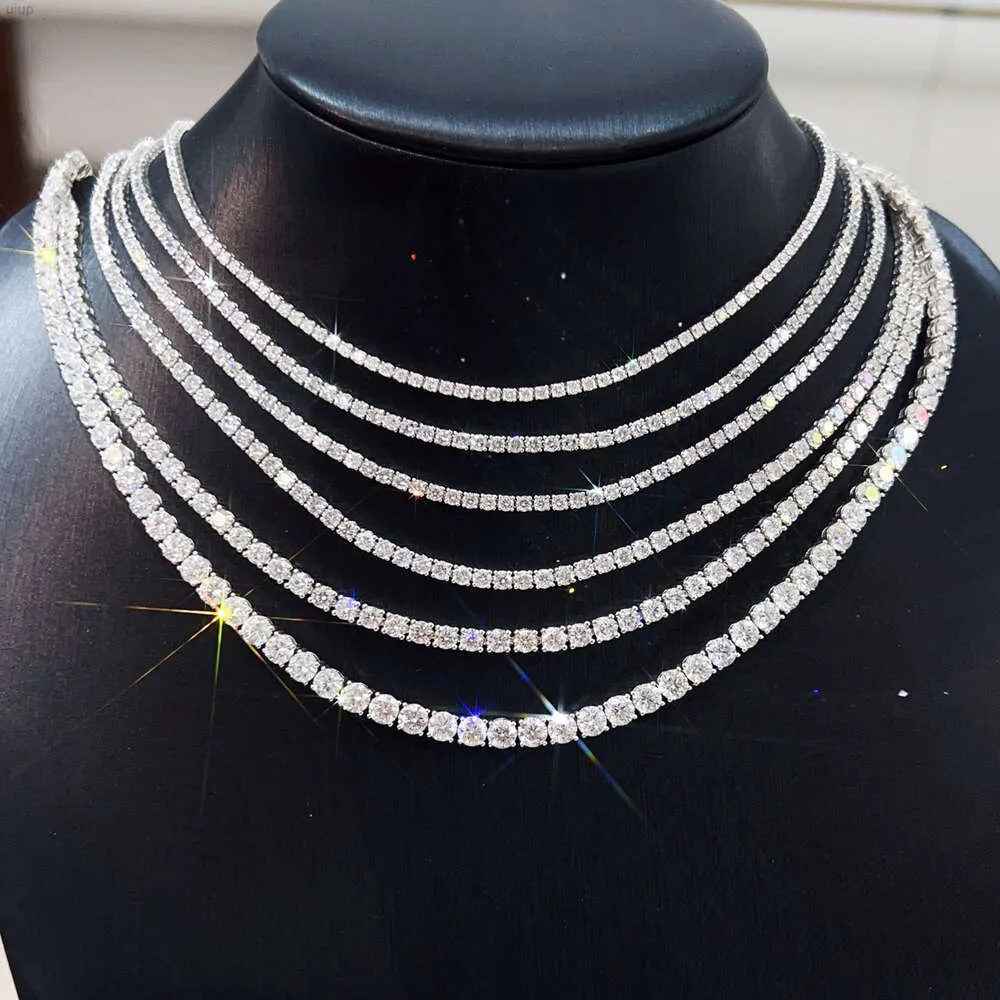 Großhandelspreis 925 Silber 2,5 mm 3 mm 3 mm 5 mm 6,5 mm 7,5 mm breites Moissanit -Diamant -Tennisketten Halskette