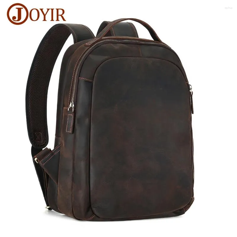 Sac à dos joyir hommes en cuir authentique pour 15,6 "ordinateur portable Vintage Crazy Horse Sac à bandoulière