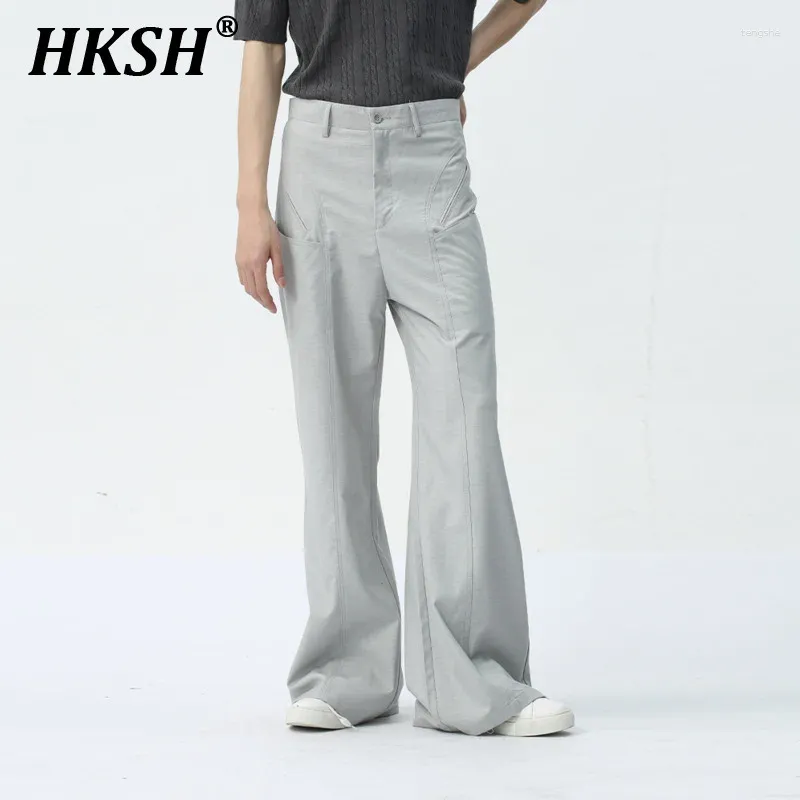 Pantaloni da uomo Hksh Tide streetwear Spring High Sense tasche verticali Abito casual Abito casual gamba alla moda Pantaloni chic HK0504