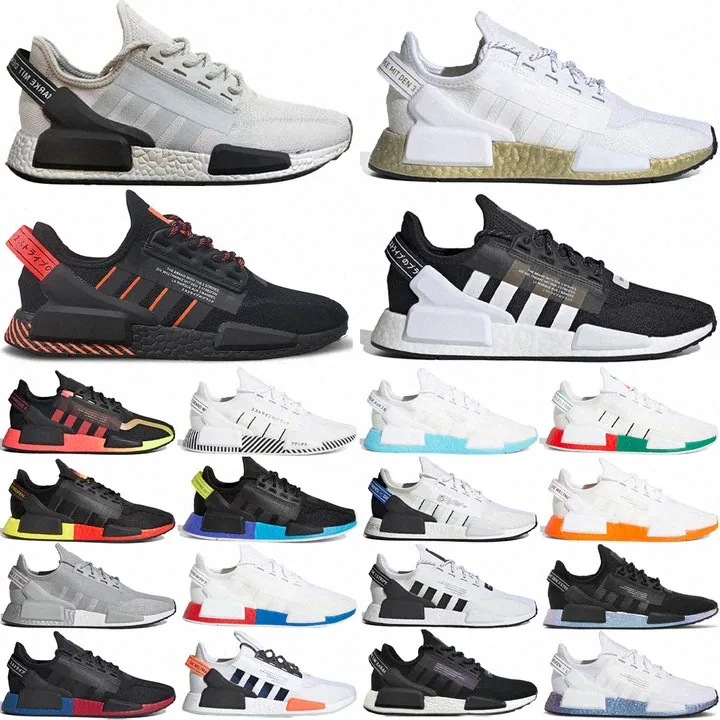 Designer Nmd Casual Shoes R1 V2 Designer Laufschuhe Sneaker Schwarz Gold Metallic White Core Grey Streifen Rot Blau Triple -Verlauf Neon Trainer Herren Frauen Q0Ms#