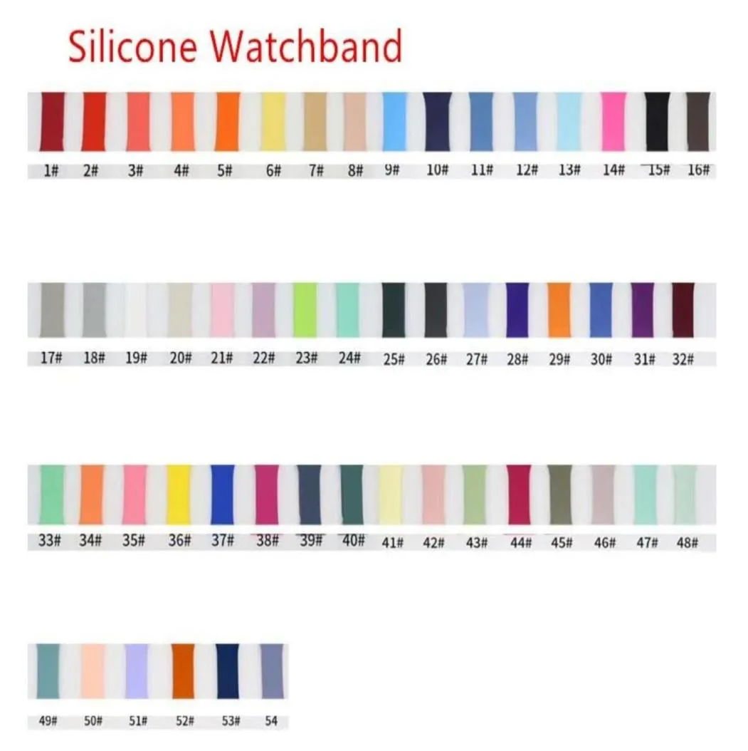 54Colors Watch Bands Silicone Strap Watchband per Apple Watch Wrist1060056