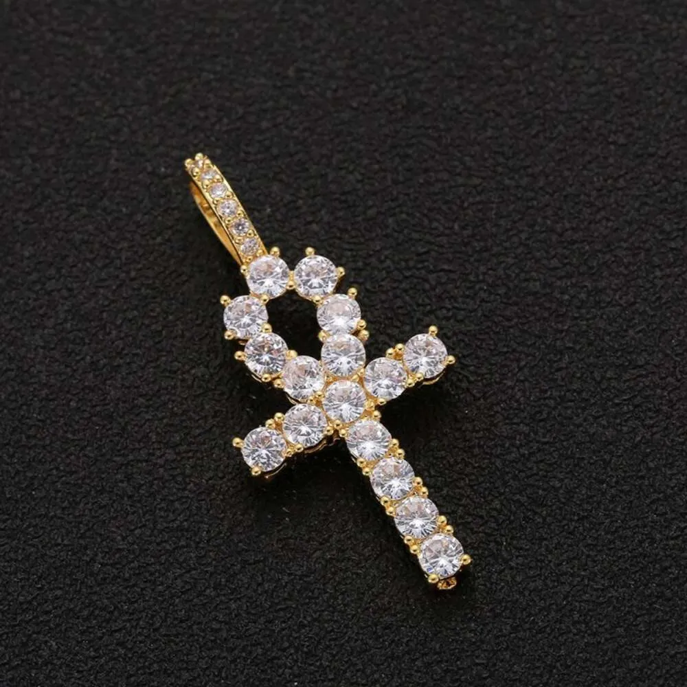 designer necklace Mens womens Micro inlaid zircon Anhe key Cross Pendant hip hop trendsetter Jewelry Necklace