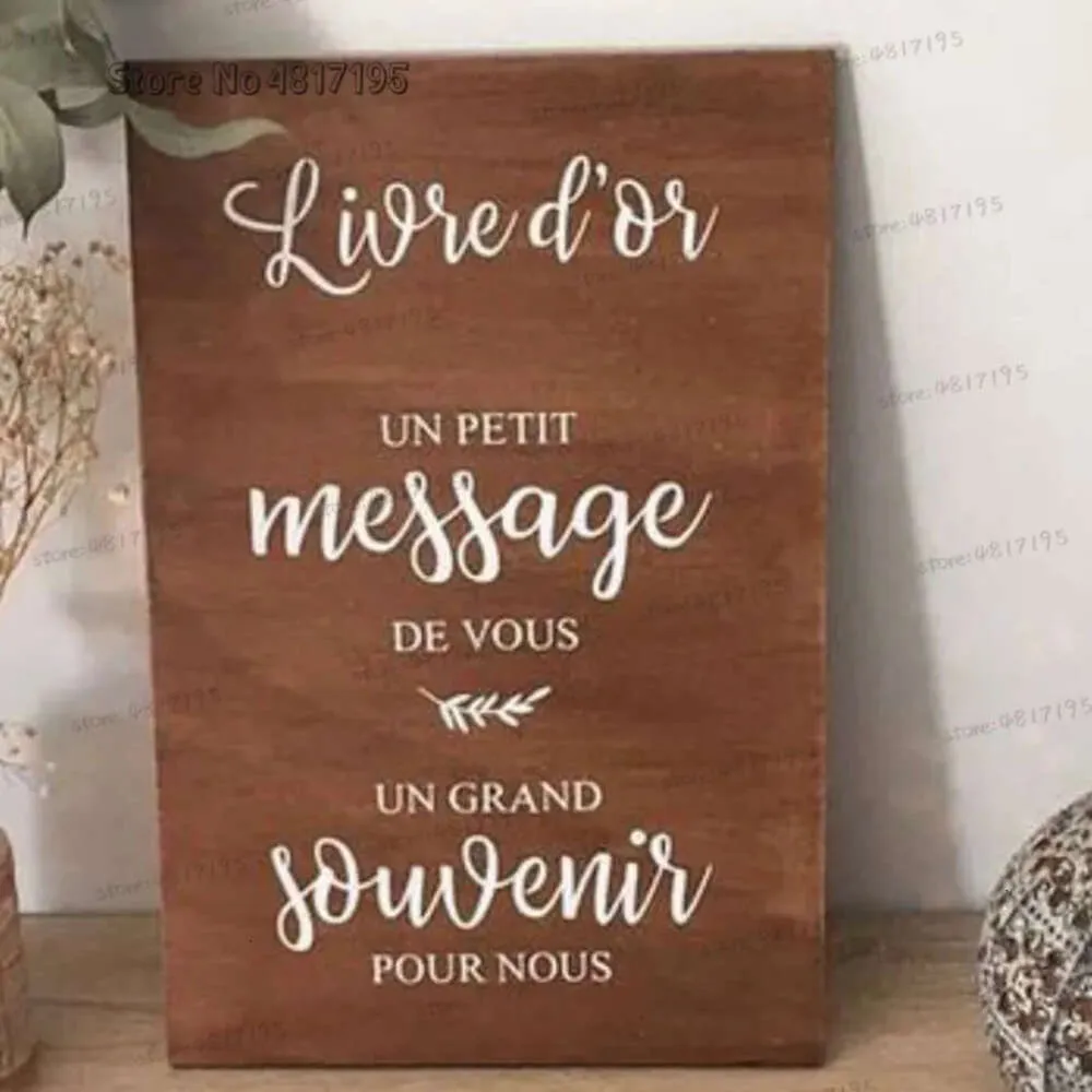 Livre Mur Dor Autocollants Stickers Vinyl Message et Souvenirs Board Personnalisés Textes Mariage Decor 230531