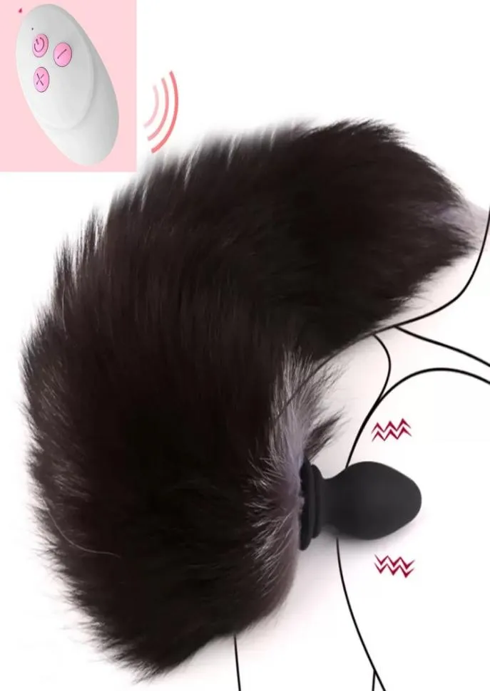 التدليك 10Frequency التحكم عن بعد الهزاز القابس الشرج مع Fox Tail Silicone Butt Plug Game Game Game Massager Sex Toy لـ C9077708