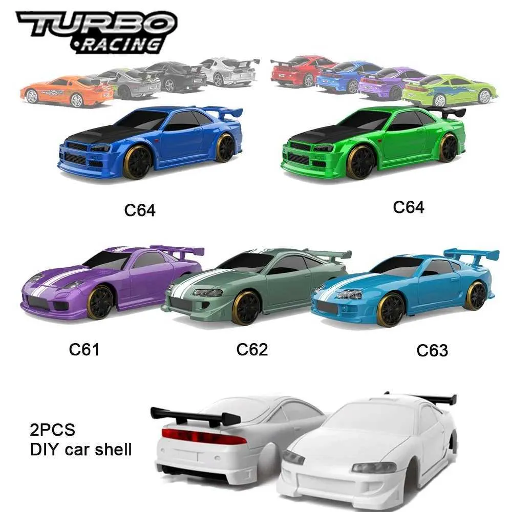 Diecast Model Cars Turbo Racing 1 76 RC CAR C61 C62 C63 C64 RCドリフトカーC71 C72 C73 C74 C75子供と大人に適したフラットランニングトイJ240417