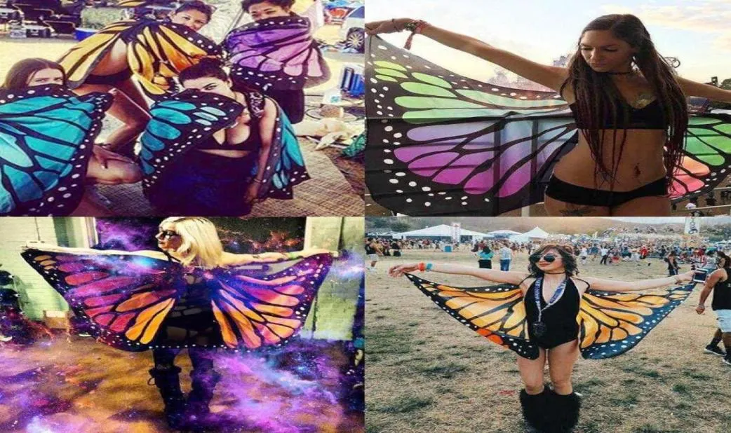 2018 Pareo Beach Cover Dress Up Butterfly Cape Bikini Cover Up Szyprówka Kobiet szal Pashmina Costume Akcesoria Hallow5337845