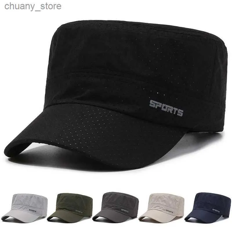 Visors Quick Dry Military Hats For Men Summer Flat Top Baseball Caps Women Outdoor Army Cap Mesh Breathable Casquette Militaire Y240417