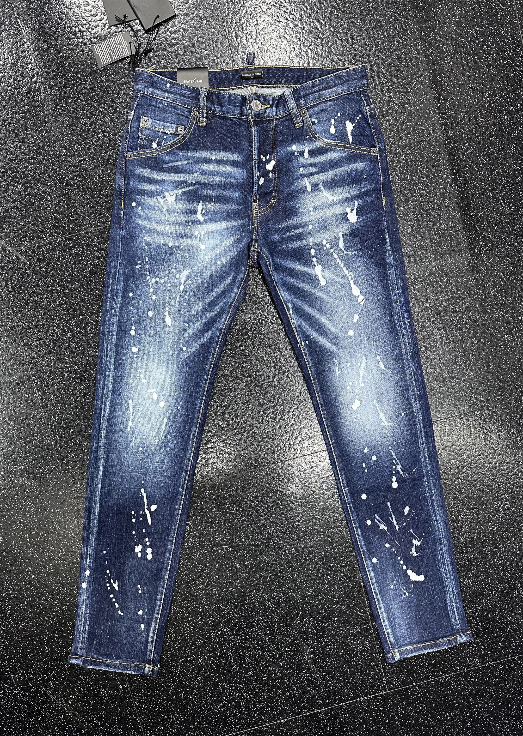 DSQ PHANTOM TURTLE Men's Jeans Classic Fashion Man Jeans Hip Hop Rock Moto Mens Casual Design Ripped Jeans Distressed Skinny Denim Biker Jeans 1266