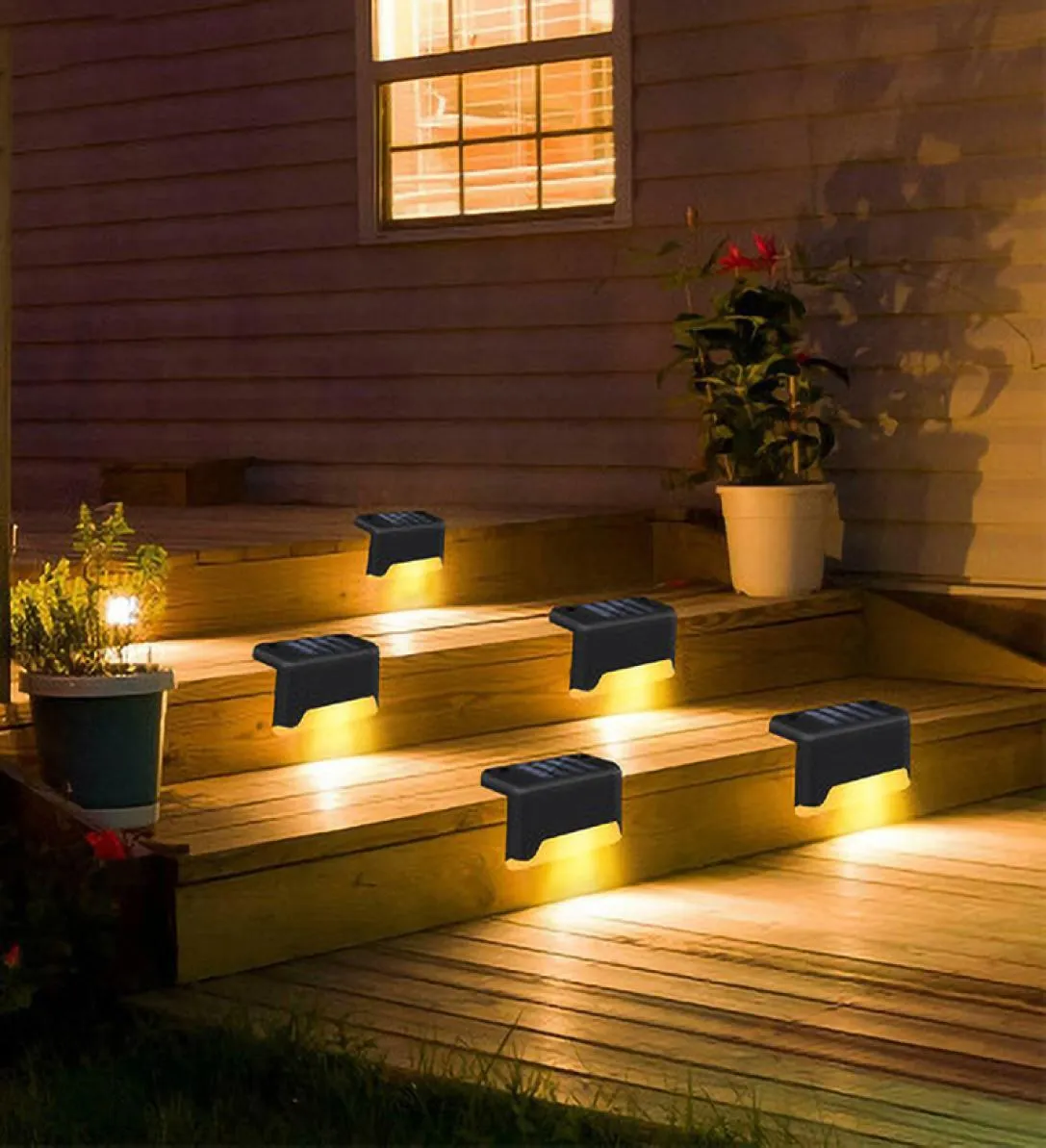 Solar Deck Lights LED STRAPS STEP FENCE PATH Lamp utomhus IP55 Vattentät väggljus för balkongväg Staket Garden Walkway5140357