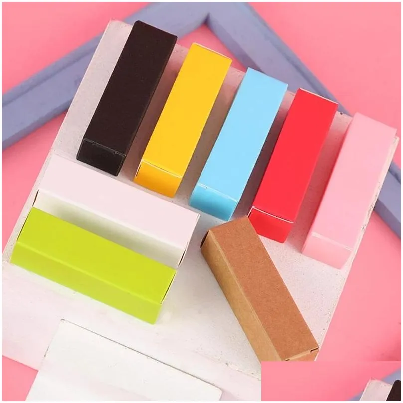 Förpackningsboxar Partihandel Colorf Lipstick Box Lip Balm Kraft Cosmetic Nail Polish Gift Packaging för bröllop födelsedagspresent Paket Drop DH0MV