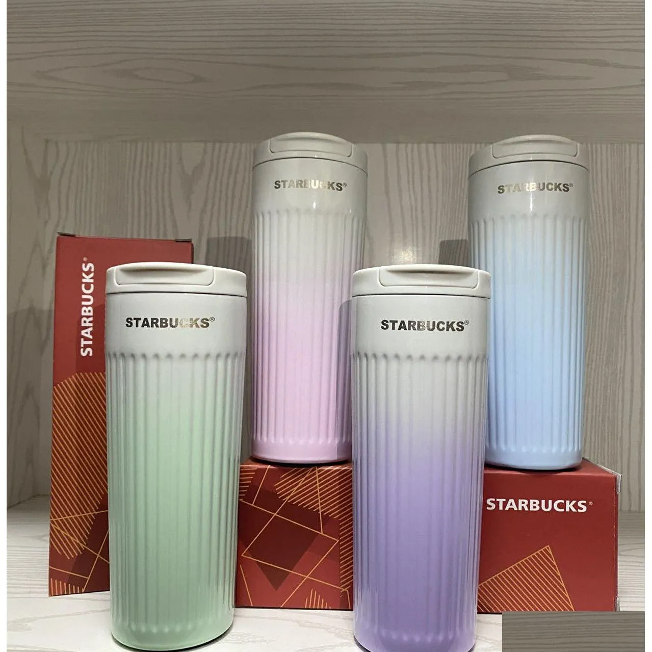 Tumblers Striped Insated Cup Light Colored Water Designer Coffee High-Temperature Resistant Car Birthday Gift Mug Drop Delivery Home G Otetm