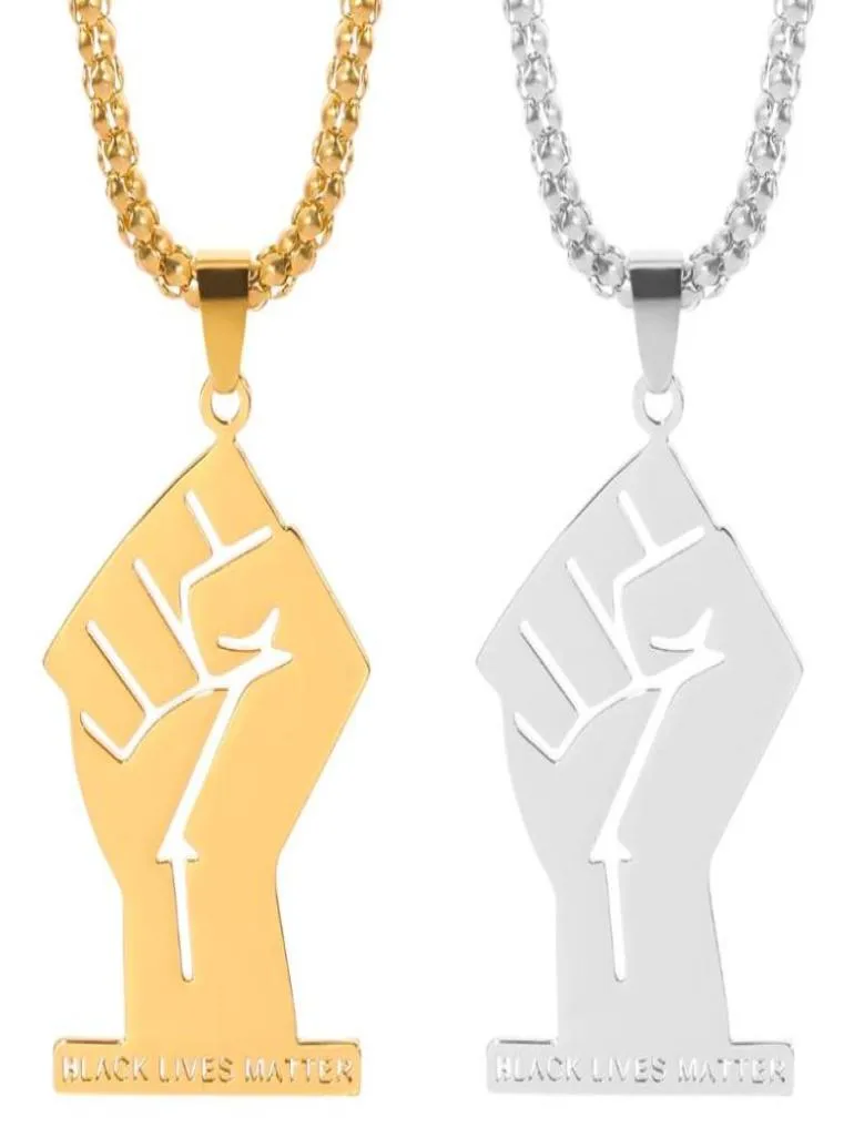 Black Lives Matter African Pendant Halsband för kvinnor Män Guld Färg Fist Halsband Rostfritt stål Africa Prydnadsmycken Gift9814001