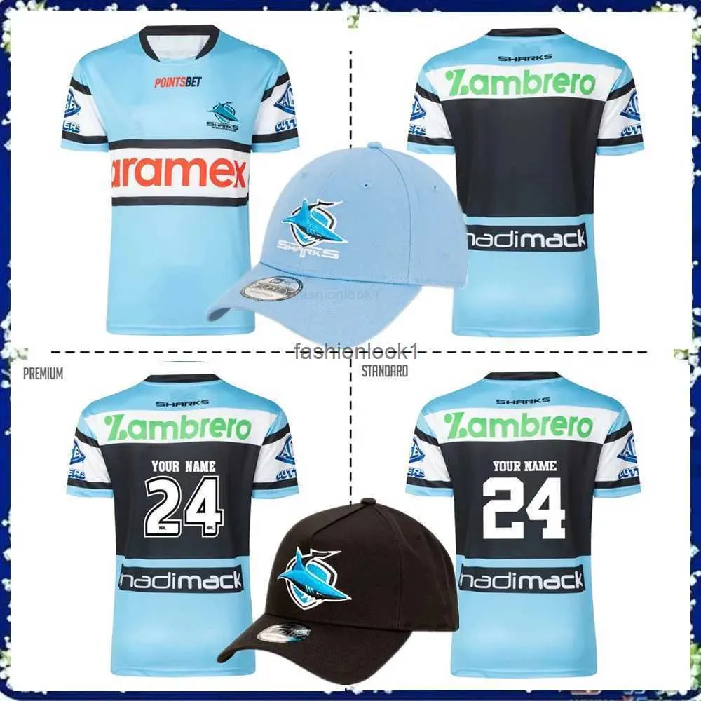 2024 Cronulla Köpekleri Ev Rugby Jersey 2023/24 Cronulla Köpekleri Siyah Beyzbol Kapağı Hatstraining Forma Boyut S-3XL --- 5XL FW24