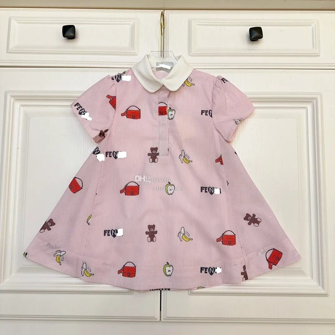 FD2024 Abbigliamento per bambini di fascia alta abbigliamento per bambini vestito da cartone animato abito rosa abito da bambina designer marca di design per bambini vestito di compleanno della bambina