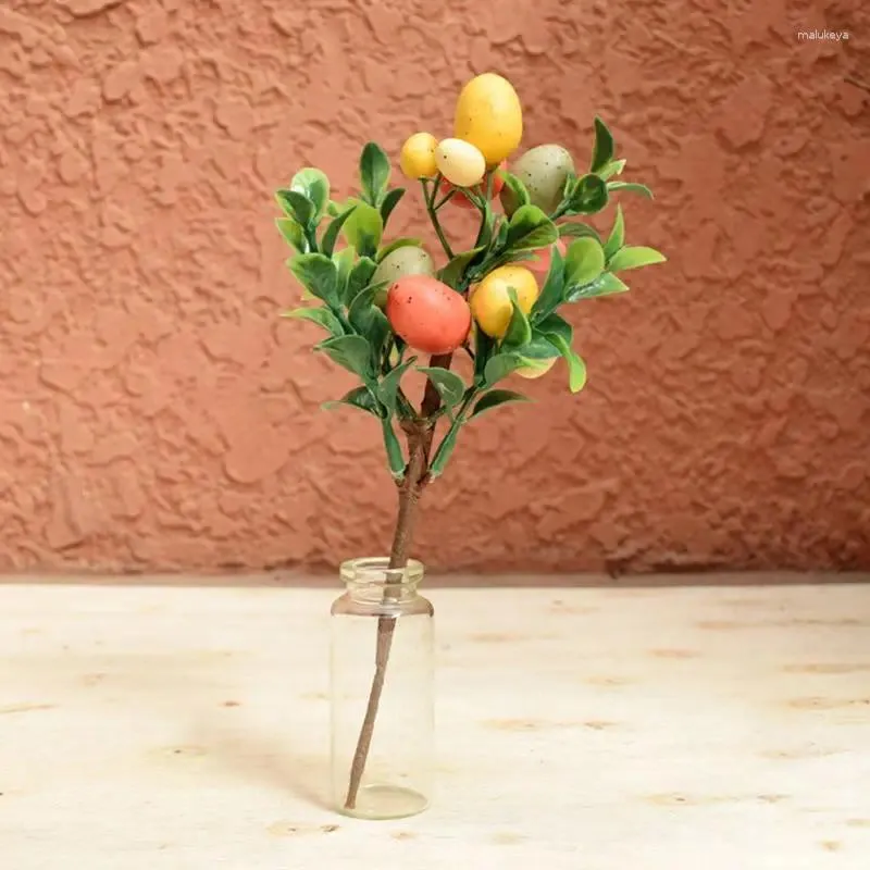 Flores decorativas Decoraciones de árboles de huevo de Pascua Hoja para una cuerda de rama creativa Home Orna