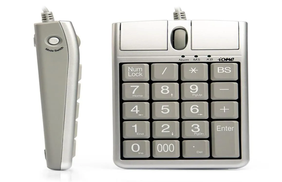 2 In 1 Ione Scorpius N4 Optical Maus USB -Tastaturen von 19 Numerische Tastaturen mit Maus -Scroll -Rad für die schnelle Dateneingabe USB -KeyB1305585
