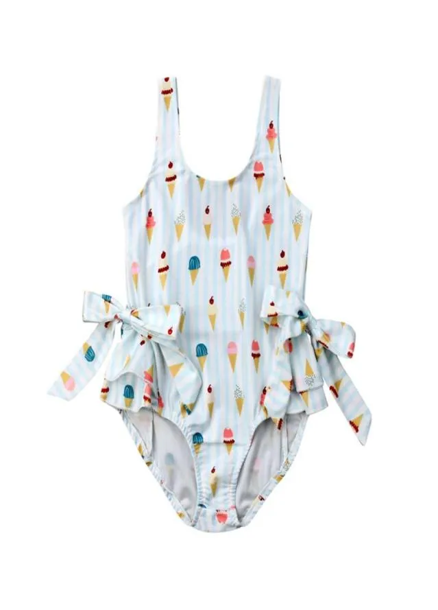 Småbarnsglass tryck One Pieces Suit Baby Girl Summer Beachwear Kid Baby Girl Swimewear Bow Swimning Swimming Clothes4169525