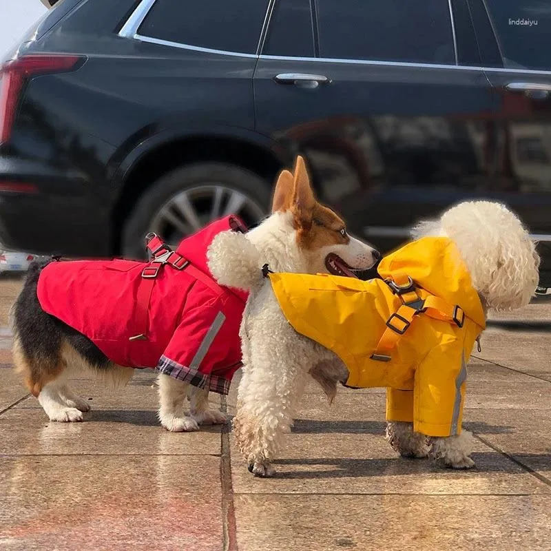 犬のアパレルペット衣服フード付きレインコートリフレクションストリップ子犬レインポンチョアウトドアウォーキング調整可能なペットレインコートXS-2XL