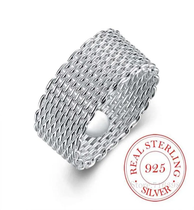 100 925 Sterling zilveren ringen voor vrouwen zilveren weven brede ring hele persoonlijkheid mode ol vrouw meisje feest bruiloft cadeau Q191848488948