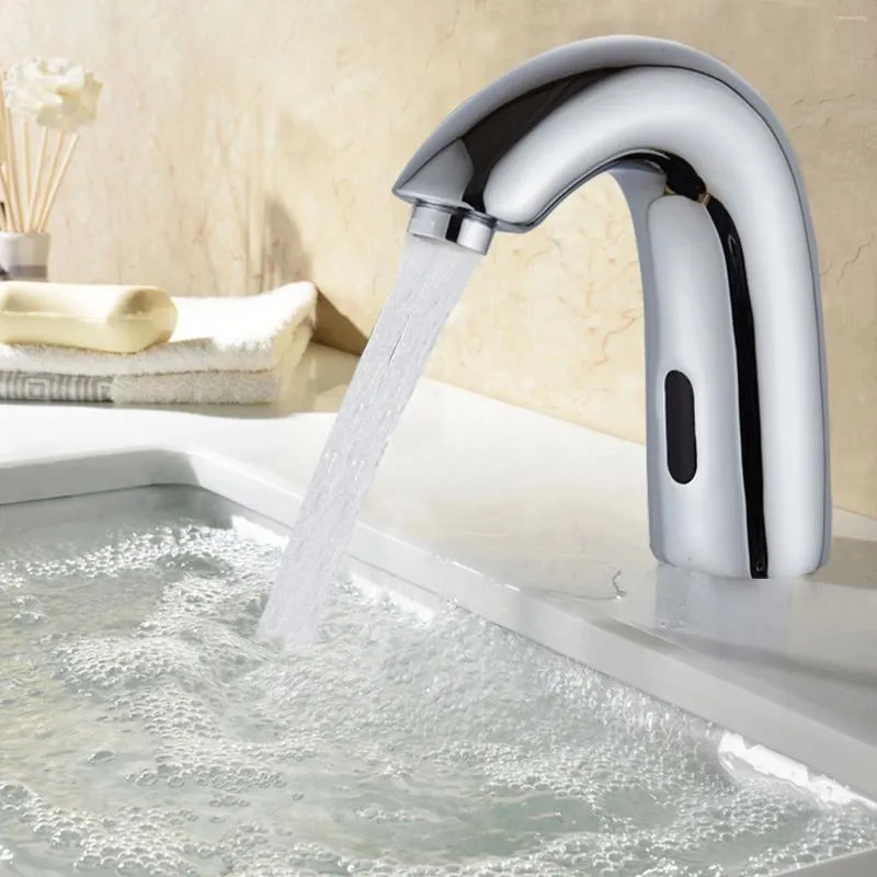 Badrumsvaskar kranar Touchless Sensor Basin kran Mässing Smart Grey Sense Cold Water Mixer Tap