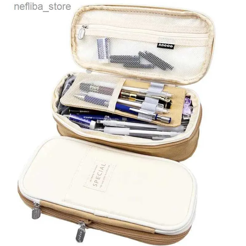 Bolsas cosméticas Capacal de lápiz de moda clásica Organizador de bolsas de almacenamiento de papelería de lona para el alumno de viajes cosméticos L410
