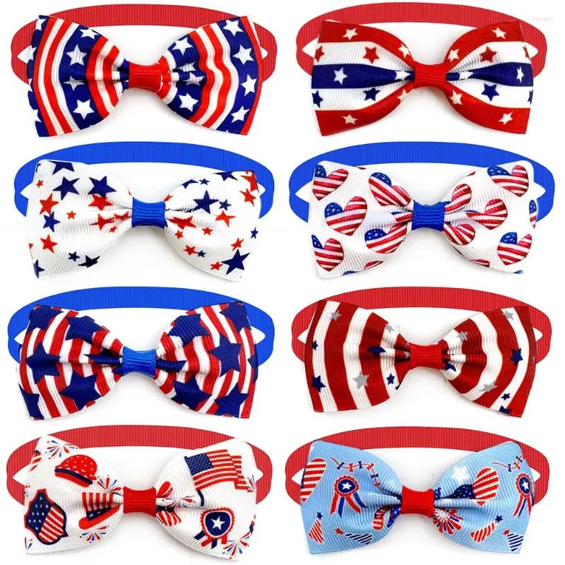Appareils pour chiens 50pcs American Independence Day Bows 4 juillet
