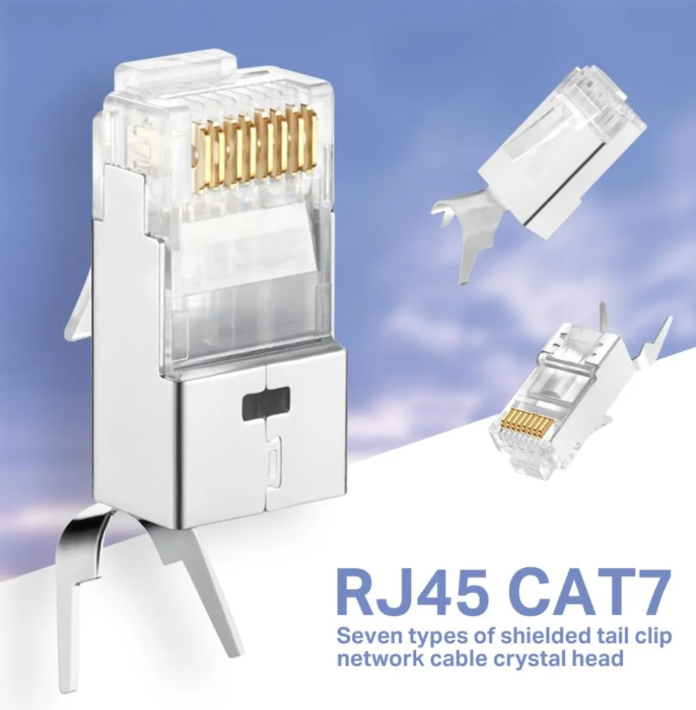 CAT6A CAT7 RJ45 Connector Crystal Plug Crystal Scherlied Connettori modulari FTP Cavo Ethernet Whole8055505