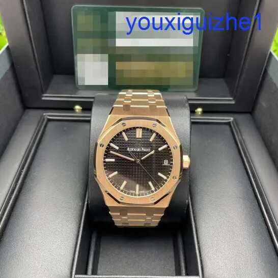 Fancy AP Wrist Watch Royal Oak Series 18K Rose Gold Automático Mechanical Mens Watch 15500or.oo.1220or.01 Certificado de caixa