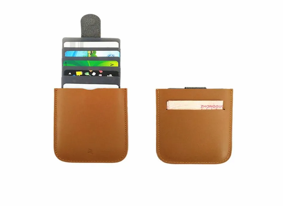 Ny Anti RFID Blockering 5 Pull Credit Card Holder Cell Phalls Läsare Lock Bankkort Hållare ID -kort PULET PU LEATHER4523973