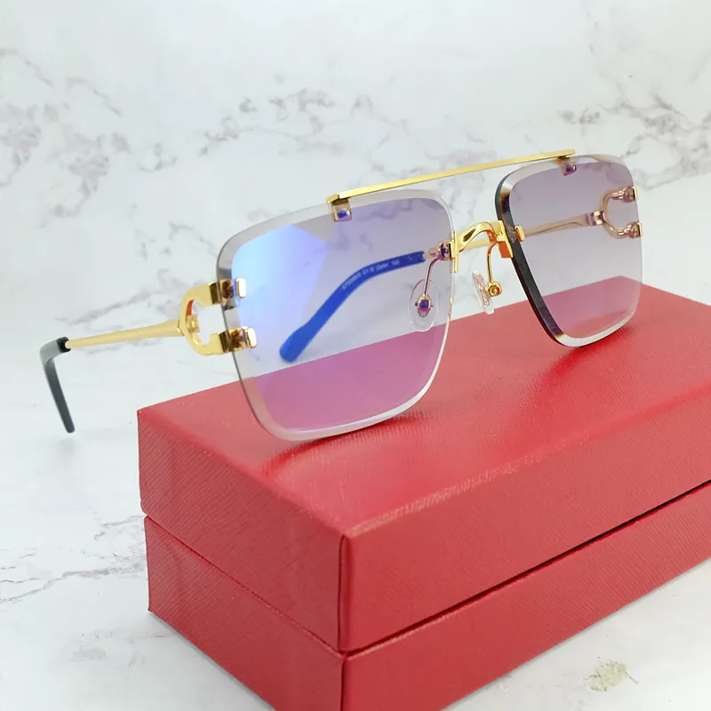 Occhiali da sole tagliati con diamanti uomini senza bordo carter designer di lusso occhiali da sole sfumature per donne di tendenza vintage prodotto gafas de sol 0268