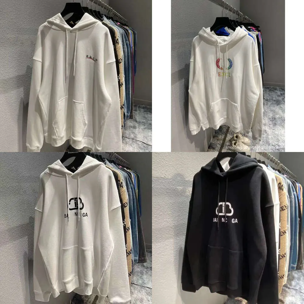 Hip Hop Designer Balciga Hoodies Wysoka wersja jesienna zima nowe małe hafty haftowe druk polaru ins fashion para sweter Transport z kapturem 2-3 tygodnie