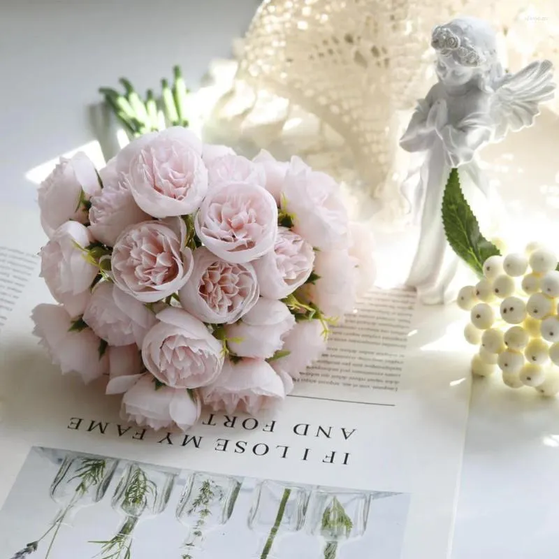 Decorative Flowers Simulation Small Rose Fashionable Colorful Bouquets For Decoration