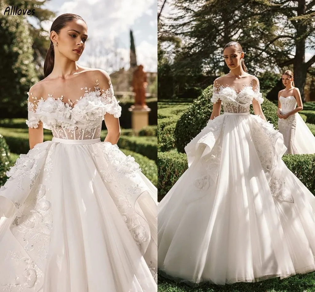 Floral lace ball gown sale
