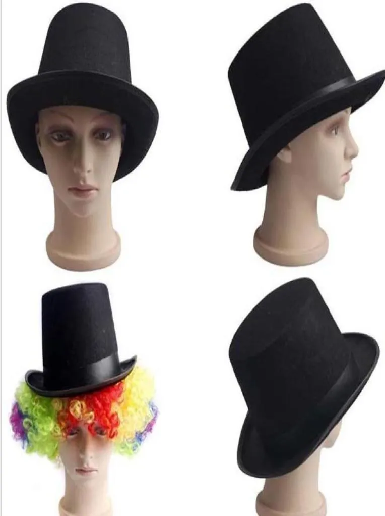 Black Satin Felt Top Hat Magician Gentleman Adult 20039s Costum Tuxedo Victorian Cap Halloween Christmas Party Fancy Dress Top5934401