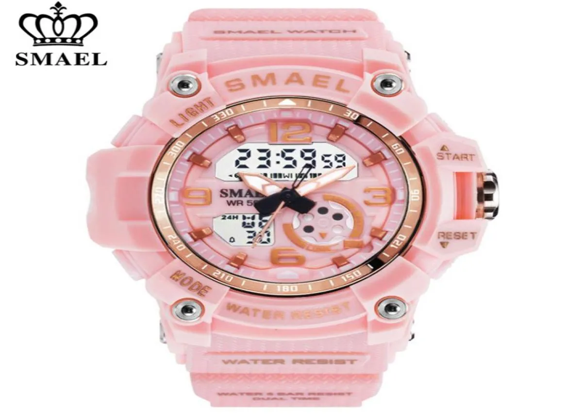 Smael Women Sport Digital Watch Electronic Quartz Dual Core Display LED Vattentäta klockor Casual Student Wristwatch Girl Clock 205398776