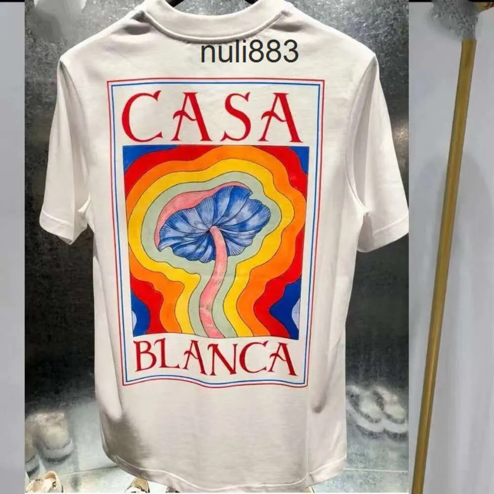Mens T-shirts Mens t brand Designer Tees Rainbow Mushroom Letter Print Short Sleeve Tops Cotton Loose Men casa blanca Women Shirt JHVD