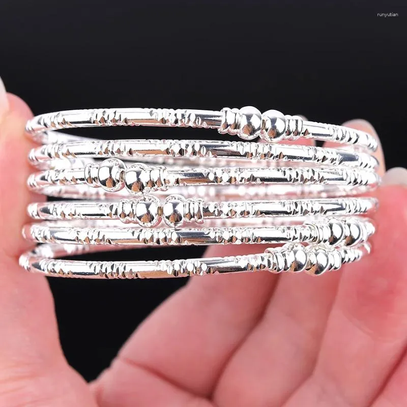 Brangle 925 Ball de couleur plaquée en argent 6pcs / lot des filles dubai Bangles pour femmes bijoux Middle East La mariée cadeau de mariage éthiopien