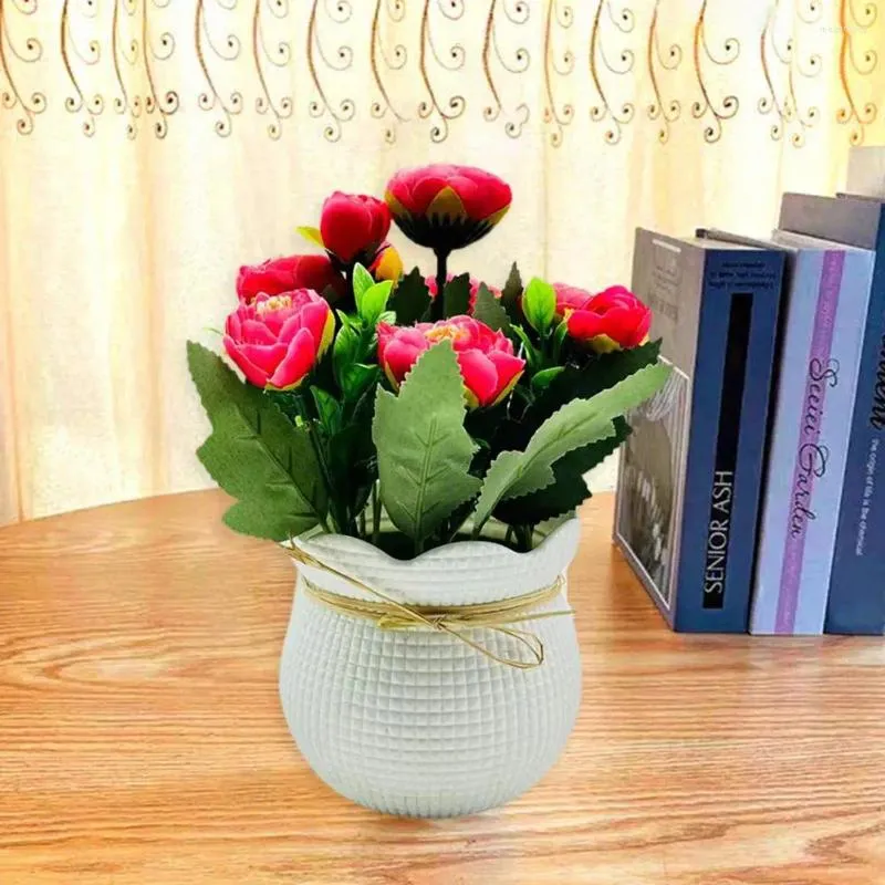 Decorative Flowers Artificial Greenery Decor Elegant Potted Plants For Home Office 6 Flower Head Table Centerpiece Indoor